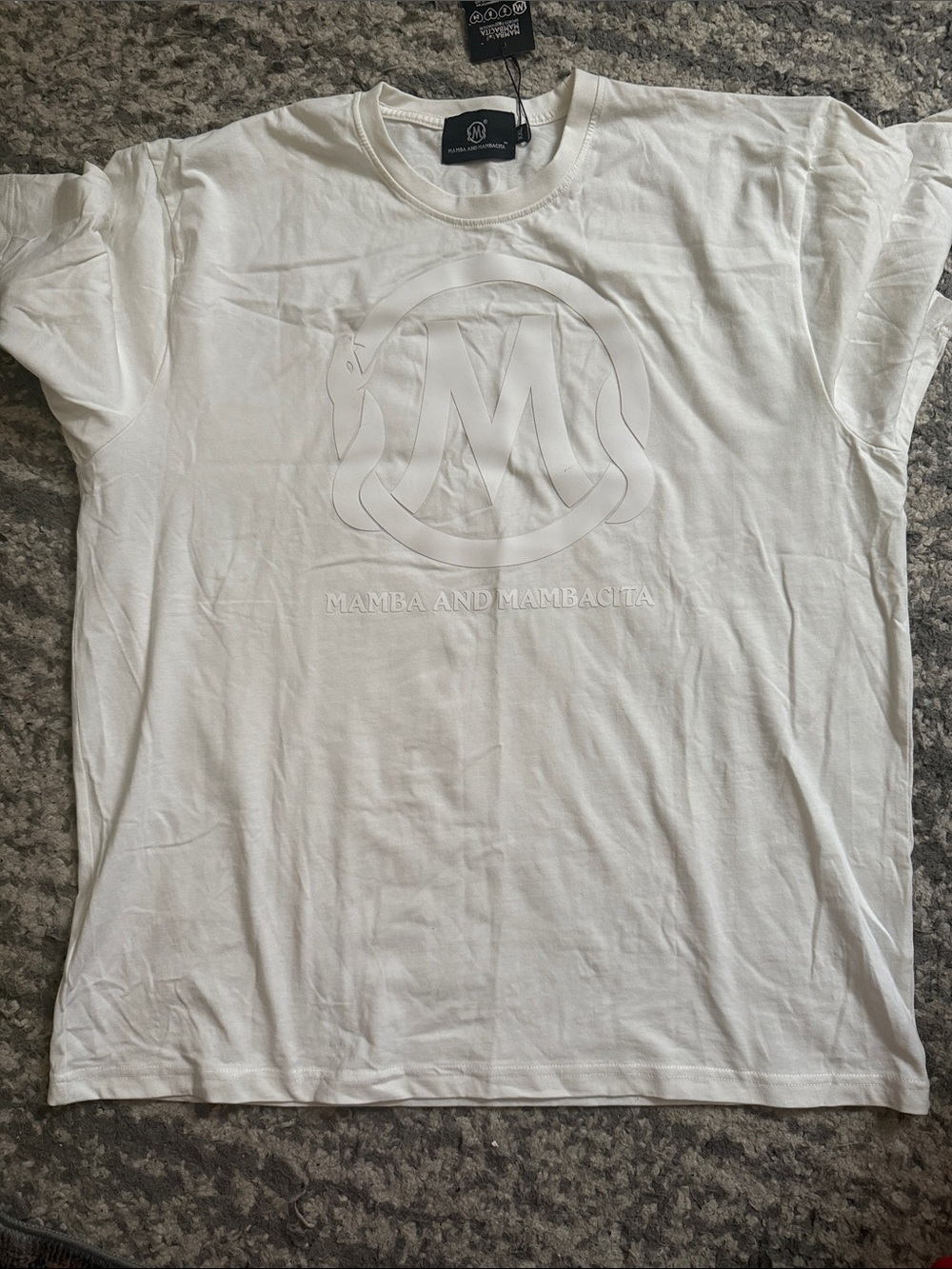 Mamba and Mambacita Embossed Logo Short Sleeve T-Shirt - White